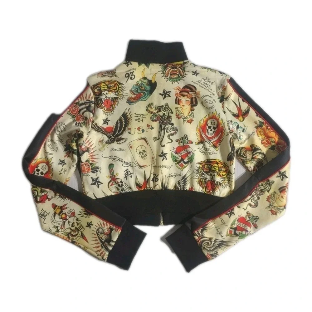 Ed Hardy Shrunken Flashboard Multi‎ Junior Track Jacket Tattoo Flash Size Small